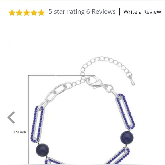 SET Lapis Lazuli & Blue Austrian Crystal Paper Clip Bracelet & Drop Earrings 💙 - Picture 7 of 16